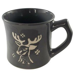 Holiday Time Reindeer Mug Grey Stoneware Coffee Cup